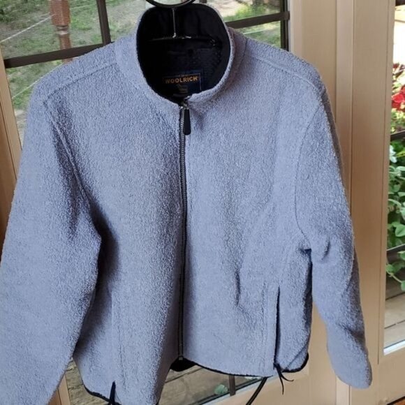 Woolrich Blue Haze Knobby Wool Full Zip Pockets Sz M Jacket - Picture 2 of 10